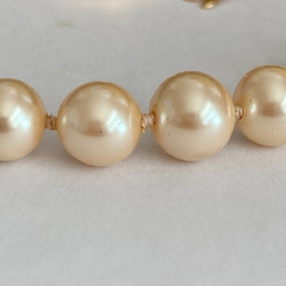 Vtg Danecraft Cream Glass Pearl Necklace 18" Hand Knot Vermeil Sterling Clasp - Picture 9 of 12